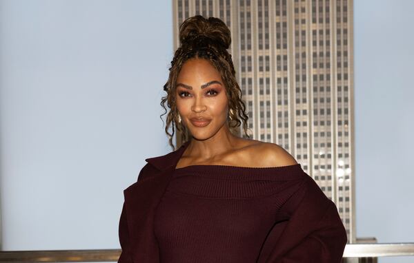 Meagan Good from the cast of Prime Video's "Harlem" visits the Empire State Building on Tuesday, Jan. 14, 2025, in New York. (Photo by CJ Rivera/Invision/AP)