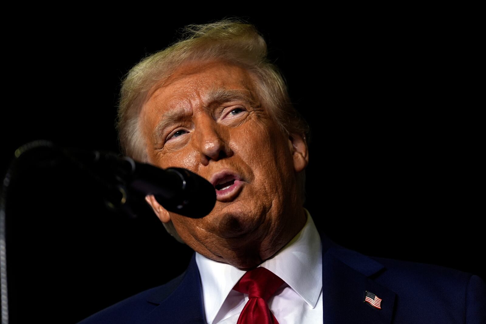 Republican presidential nominee former President Donald Trump speaks at a campaign rally at PPL Center, Tuesday, Oct. 29, 2024, in Allentown, Pa. (AP Photo/Julia Demaree Nikhinson)