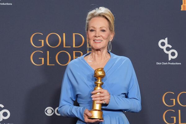 Jean Smart poses in the press room with the award for best performance by a female actor in a television series - musical or comedy for "Hacks" during the 82nd Golden Globes on Sunday, Jan. 5, 2025, at the Beverly Hilton in Beverly Hills, Calif. (AP Photo/Chris Pizzello)