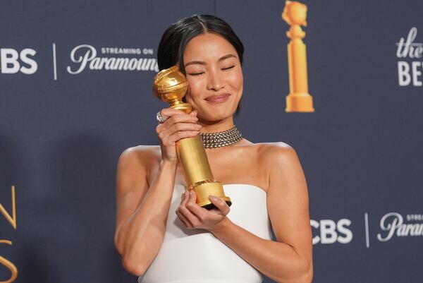 Anna Sawai poses in the press room with the award for best performance by a female actor in a television series - drama for "Shogun" during the 82nd Golden Globes on Sunday, Jan. 5, 2025, at the Beverly Hilton in Beverly Hills, Calif. (AP Photo/Chris Pizzello)