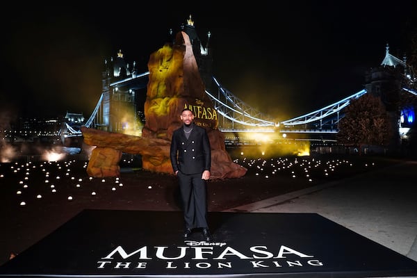 Aaron Pierre attends a photo call for Mufasa: The Lion King at Potters Field, in London, Wednesday, Dec. 11, 2024. (Ian West/PA via AP)