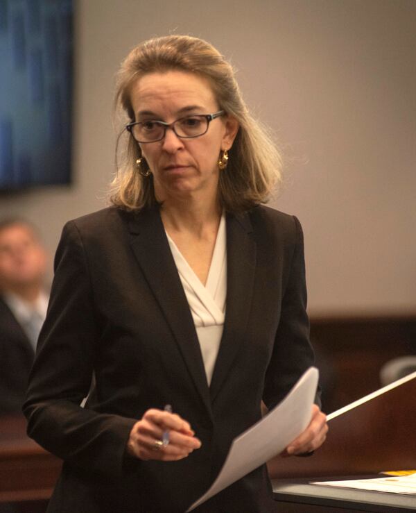 Senior Assistant Attorney General Laura Pfister questioned prosecution witnesses Thursday, Jan. 30, 2025, in Brunswick, Ga., in former Brunswick District Attorney Jackie Johnson’s trial. (Terry Dickson/The Brunswick News via AP, Pool)