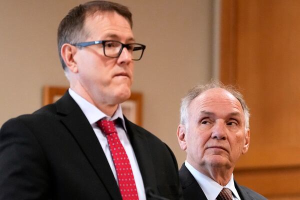 Jim Troupis appears in a Dane County courtroom with his attorney Joseph Bugni Wednesday, Dec. 12, 2024, in Madison, Wis. (AP Photo/Morry Gash)