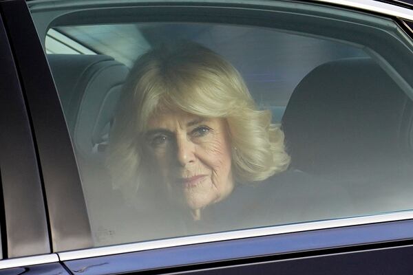 Britain's Queen Camilla arrives at Buckingham Palace in London, Tuesday, Dec. 3, 2024. (AP Photo/Alberto Pezzali)