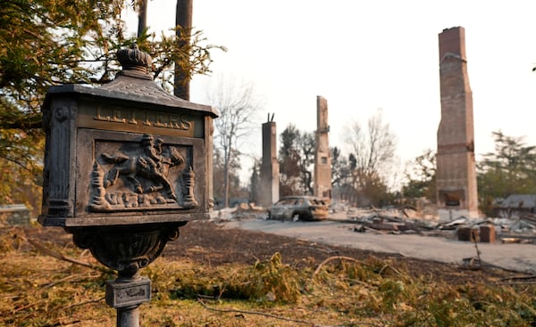 The Andrew McNally House, built in 1887 by the co-founder of the Rand McNally publishing company, is pictured after it was destroyed by the Eaton Fire, Thursday, Jan. 9, 2025, in Altadena, Calif. (AP Photo/Chris Pizzello)