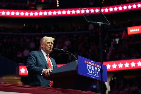 President-elect Donald Trump speaks at a rally ahead of the 60th Presidential Inauguration, Sunday, Jan. 19, 2025, in Washington. (AP Photo/Evan Vucci)