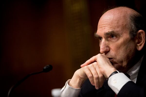 FILE - State Department Special Representative for Venezuela, Ambassador Elliott Abrams appears before a Senate Foreign Relations Committee hearing on Capitol Hill in Washington, Aug. 4, 2020. (AP Photo/Andrew Harnik, File)